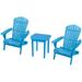 W Unlimited Oceanic 3 Piece Wooden Patio Adirondack Conversation Set in Sky Blue