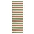 Colonial Mills 2.5 x 10 Green Striped Hand Crafted Rectangular Outdoor Reversible Area Throw Rug