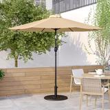 Emma + Oliver 9 Tan Outdoor Patio Umbrella-Crank & Tilt Function - 1.5 Diameter Steel Pole