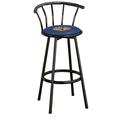 The Furniture King Bar Stool Black Metal with an Outdoor Adventure Themed Decal (Fishing Words - Blue)