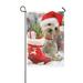 MYPOP Christmas Puppy Dog in Santa Claus Hat Garden Flag Banner 12 x 18 inch