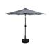 9 ft Patio Solar LED Market Umbrella With Black Round Free Standing Base Gray
