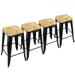 ZENSTYLE 4pcs Metal Counter Bar Stool Chair Kitchen 26 with Wood Seat Indoor Outdoor Stable