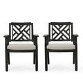 Callan Aluminum Outdoor Dining Chairs Set of 2 Antique Black and Light Beige