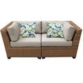 Afuera Living Outdoor Patio Wicker Loveseat in Beige