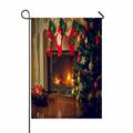 ABPHQTO Wooden Table Front Fireplace Christmas Tree Home Outdoor Garden Flag House Banner Size 28x40 Inch