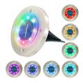 4 Disc Solar Powered COLOR Changing 8 LED Disk Light Diffusing Lens Path Ground Lights - 7 Color Changing Stainless Steel Outdoor/Indoor Waterproof Garden Landscape Spike Yard Lights - 4 Pack