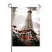 ECZJNT Eiffel tower and red rose shrub Cross Outdoor Flag Home Party Garden Decor 28x40 Inch
