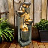 4-Tier Pots Outdoor Water Fountain for Garden - Outdoor Waterfall Fountain for Yard Floor Patio Backyard and Home Art Dcor