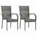 Anself 2 Piece Garden Chairs Gray Poly Rattan Stackable Outdoor Dining Chair for Patio Backyard Lawn Balcony Outdoor Furniture 21.9 x 21.1 x 37.4 Inches (W x D x H)