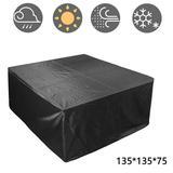 Outdoor Patio Furniture Cover Rectangular Patio Table Set Cover Waterproof Snow Dust Wind and UV Resistant 210D 135x135x75CM