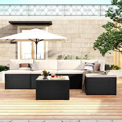 Now For The Yofe Outdoor Sectional, Wood Outdoor Furniture With Black Cushions