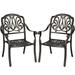 Yaheetech 2pcs Outdoor Aluminium Bistro Chair Stackable Patio Dining Chairs for Garden Backyard Porch Balcony Bronze