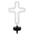 Exhart Cross Outline Solar Powered Garden Stake 6 by 34.5 inches Plastic White (Decor for Home Patio Outdoor Garden Yard or Lawn) Plastic