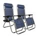Zero Gravity Chair Set of 2 Adjustable Heavy Duty Patio Chairs with Pillows and Cup Holder Blue Folding Outdoor Recliner Chairs for Pool Beach Deck Backyard Support 280 LBS JA2671