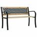 Anself Garden Bench Wood Seat and Plastic Backrest Patio Porch Chair Steel Frame for Backyard Balcony Park Playground College Outdoor Furniture 47.2 x 20.9 x 30.3 Inches (W x D x H)