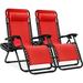 Best Choice Products Set of 2 Zero Gravity Lounge Chair Recliners for Patio Pool w/ Cup Holder Tray - Crimson Red