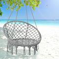 Garpans Outdoor Hammock Chair Macrame swing chairs Patio Swing Chair Hanging Chair Outdoor Mesh Woven Rope for Indoor Grey