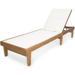 Noble House Summerland Outdoor White Mesh Lounge with Teaked Acacia Wood Frame