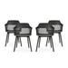 Noble House Azalea Plastic Patio Dining Arm Chair in Black (Set of 4)