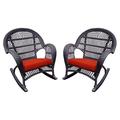 Jeco Santa Maria Wicker Patio Rockers with Optional Cushion - Set of 2