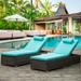 Chaise Lounge Chairs Set Outdoor Lounger Reclining Chairs with 5 Adjustable Positions Brown Wicker Patio Chaise Chair Furniture for Poolside Deck Backyard