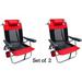 Outdoor Spectator Multi-Position Flat Folding Mesh Ultralight Beach Chair (2-Pack) - Red