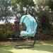 Outdoor Hanging Egg Chair Lounge Swing Seat Chair Canopy Shade Aqua