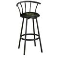 The Furniture King Bar Stool Black Metal with an Outdoor Adventure Themed Decal (Fishing Green - Black)