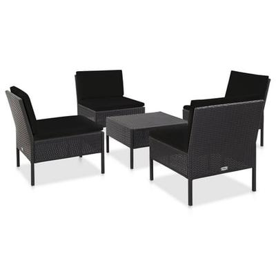 Now For The Amonida 5 Piece Garden, Wood Outdoor Furniture With Black Cushions