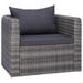 Anself Outdoor Single Sofa with Cushions Gray Poly Rattan Patio Sofa Chair for Garden Poolside Backyard Balcony Lawn Furniture 31.5 x 28.3 x 24.8 Inches (W x D x H)