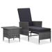 Dcenta 2 Piece Patio Lounge Set with Cushions Armchair with Footrest and Coffee Table Poly Rattan Gray Outdoor Sectional Sofa Set for Garden Balcony Lawn Yard Deck