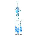 CoTa Global Blue Seahorse Hanging Sea Glass Wind Chime 17.72 Inch Nautical Glass Windchime Outdoor Decor for a Harmonic Porch Patio & Garden Unique Horse Beach Art Indoor Wind Chime Window Mobile