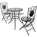 Lixada 3 Piece Bistro Set Ceramic Tile Black and White