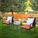 Outdoor 3-Piece Conversation Set Black Wicker Furniture-Two Chairs with Glass Coffee Table