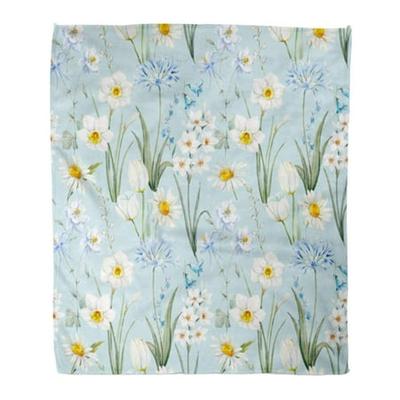 Blooming Daisies Spring Time Hand Drawn Scribbled Botany Yellow Green Yellow Ambesonne Floral Soft Flannel Fleece Throw Blanket 50 x 70 Cozy Plush for Indoor and Outdoor Use 