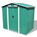 Anself Garden Galvanized Steel Shed Green Metal Storage with 4 Vents House Storage Tool Organizer Box Sliding Door 80.3 Inches x 52 Inches x73.2 Inches