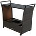 Costway Patio Rolling Rattan Kitchen Trolley Cart Dining Aluminum Frame With Storage Box