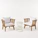 Noble House Phipps 3-Piece Outdoor Wood Conversation Set in Teak and White