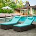 Pool Lounge Chairs Set of 2 Patio Chaise Lounge Chairs Outdoor Furniture Set for 2 with Adjustable Back and Retractable Tray All-Weather Plastic Reclining Lounge Chair LLL1713