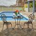 Lowestbest 3-Piece Conversation Set Dining Table Set of Table and Chairs with Ice Bucket European Style Cast Aluminum Outdoor Patio Furniture Bronze