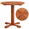 Anself Wooden Bistro Table Acacia Wood Bistro Table Counter Height for Garden Deck Terrace Balcony Outdoor Furniture 27.6 x 27.6 Inches (Diameter x H)