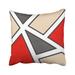 WOPOP Beige Gray Red Black White Geometric Outdoor Pillowcase Cover 16x16 inch