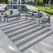 Gertmenian Paseo Castro Modern Striped Steel Outdoor Area Rug 8x10