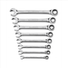 8 Piece SAE Ratcheting Open End Wrench Set (Dual Ratcheting)