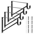4 Pack Metal Closet Hanging Shelf Rod Bracket Holder and Support Heavy Duty Bar for Shelving (Black 12.5 x 1 x 9.5 in)