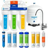 Express Water 5 Stage Home Drinking Reverse Osmosis Water Filtration System 100 GPD RO Membrane - Extra Filters Set - Modern Chrome Faucet - Ultra Safe Residential Under Sink Water Purification System
