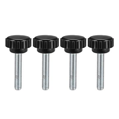 M6x35mm Male Thread Knurled Clamping Knobs Grip Thumb Screw on 4Pcs - Black,Silver Tone
