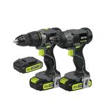 Master Mechanic 211894 20-Volt Drill + Impact Driver Combo Kit 1/2-In. 2 Lithium-Ion Batteries