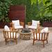 Clarendon Outdoor Acacia Wood 4 Seater Club Chairs and Fire Pit Set by Christopher Knight Home